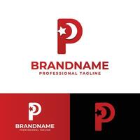 Letter P Islamic Logo, suitable for business related to Islam with P initial. vector