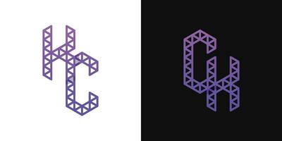 Letters CK and CK Polygon Logo Set, suitable for business related to polygon with CK and KC initials. vector