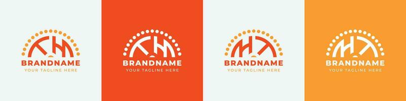 Letter HT and TH Sunrise  Logo Set, suitable for any business with HT or TH initials. vector