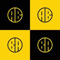 Simple AB and BA Letter Circle Logo Set, suitable for business with BA or AB initial. vector
