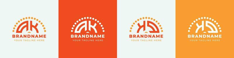 Letter KQ and QK Sunrise  Logo Set, suitable for any business with KQ or QK initials. vector