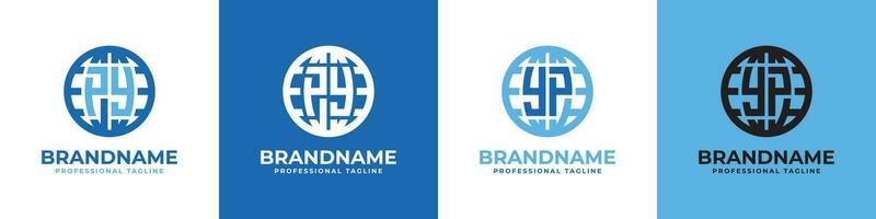 Letter PY and YP Globe Logo Set, suitable for any business with PY or YP initials. vector