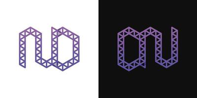 Letters DN and ND Polygon Logo Set, suitable for business related to polygon with DN and ND initials. vector