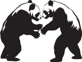 Panda Fight Vector silhouette illustration 3