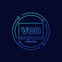 VOD, video on demand icon, linear vector