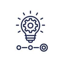 startup, entrepreneurship line icon with a light bulb vector