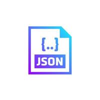JSON file format icon, vector