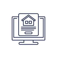 house, apartment search line icon on white vector