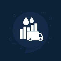 fuel consumption vector icon with a van