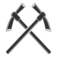 Cross Pick Axe Silhouette, Pick Axe Vector,  Worker elements, Labor equipment, Garden tool, Agriculture tool, Forest adventure vector