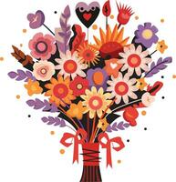 ilustración de un ramo de flores de vistoso flores vector