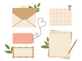 Love letter template with copy space for text. Paper mail and notebook sheet. Vector illustration