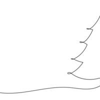 Christmas tree Continuous one line art drawing with copy space. Drawing with one black line tree. Continuous line style drawing Vector illustration