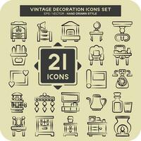 Icon Set Decoration. related to Vintage Decoration symbol. hand drawn style. simple design editable. simple illustration vector