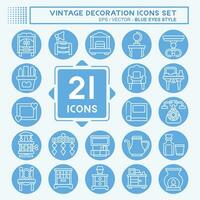 Icon Set Decoration. related to Vintage Decoration symbol. blue eyes style. simple design editable. simple illustration vector