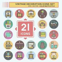 Icon Set Decoration. related to Vintage Decoration symbol. color mate style. simple design editable. simple illustration vector