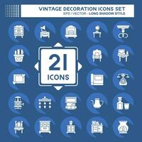 Icon Set Decoration. related to Vintage Decoration symbol. long shadow style. simple design editable. simple illustration vector