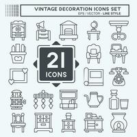 Icon Set Decoration. related to Vintage Decoration symbol. line style. simple design editable. simple illustration vector