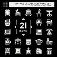 Icon Set Decoration. related to Vintage Decoration symbol. glossy style. simple design editable. simple illustration vector