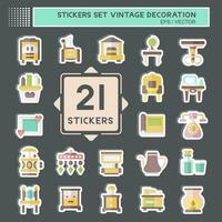 Sticker Set Decoration. related to Vintage Decoration symbol. simple design editable. simple illustration vector