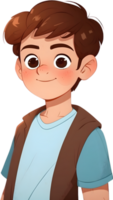 AI generated cartoon boy with brown hair ai generative png