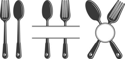 Cutlery Monogram, Cutlery Silhouette, Fork Vector, Restaurant Equipment, Clip Art, Fork Spoon and Knife monogram vector