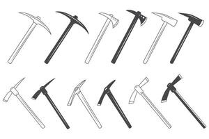 Axe Silhouette bundle, Pick Axe Vector Bundle, Axe Clipart bundle, Pick Axe Outline,  Worker elements, Labor equipment, Garden tool, Agriculture tool