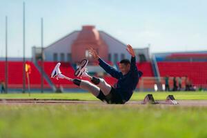 Athletes with disabilities take a break at the stadium between training sessions. photo