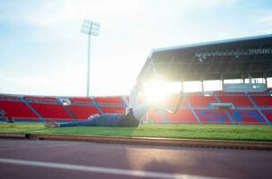 Atletas con discapacidades tomar un descanso a el estadio Entre formación sesiones foto