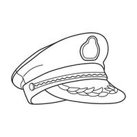 Hand drawn Kids drawing Cartoon Vector illustration captain hat Isolated on White Background