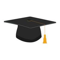 Kids drawing Cartoon Vector illustration mortarboard hat Isolated on White Background