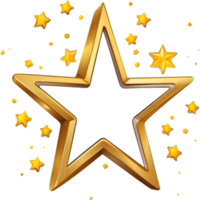 AI generated star sticker, cartoon star gold png