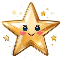 AI generated star sticker, cartoon star gold png