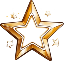 AI generated star sticker, cartoon star gold png