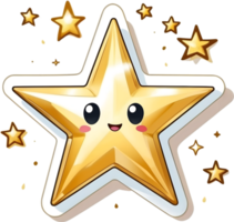 AI generated star sticker, cartoon star gold png