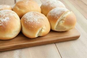 AI generated Fresh baked bread rolls. Pro Photo