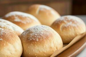 AI generated Fresh baked bread rolls. Pro Photo