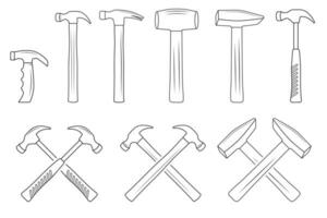 Hammer Outline Vector Bundle, Hammer Icon, Hammer illustration Bundle, Carpenter Vector Bundle, Mechanic silhouette Bundle, Mechanic Tools, Carpenter tools, Worker elements, Labor equipment, Labor Day