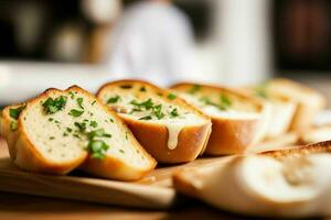 AI generated Garlic bread. Pro Photo