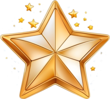 AI generated star sticker, cartoon star gold png