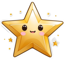 AI generated star sticker, cartoon star gold png