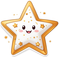 AI generated star sticker, cartoon star gold png