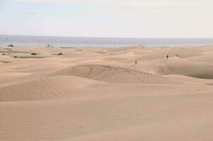 people walking on the sand dunes near the ocean photo