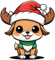 AI generated christmas cartoon dog wearing santa hat AI Generative png