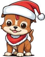 AI generated christmas cartoon dog wearing santa hat AI Generative png