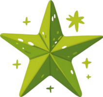 AI generated Green Star Icon cartoon png