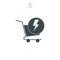 Flash Sale. shopping cart and lightning Icon symbol vector illustration isolated on white background