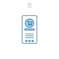 móvil teléfono con compras aplicación icono símbolo vector ilustración aislado en blanco antecedentes