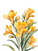 ai genererad gul blommor på en transparent bakgrund ai generativ png