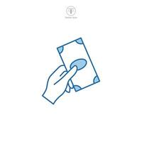 Receiving Money cash Icon. hand holding money symbol vector illustration isolated on white background